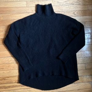 Madewell waffle-stitch black turtleneck sweater, size Medium
